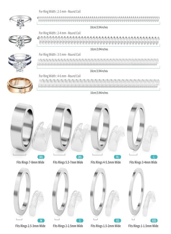 Ottemax Ring Sizers for Loose Rings - 12Pack, 12 Sizes, Ring Guards for Women& Men Loose Rings, Invisible Resizer Design for Spacers & Tighteners, Fits Bands Width to 1mm-8mm - Image 2